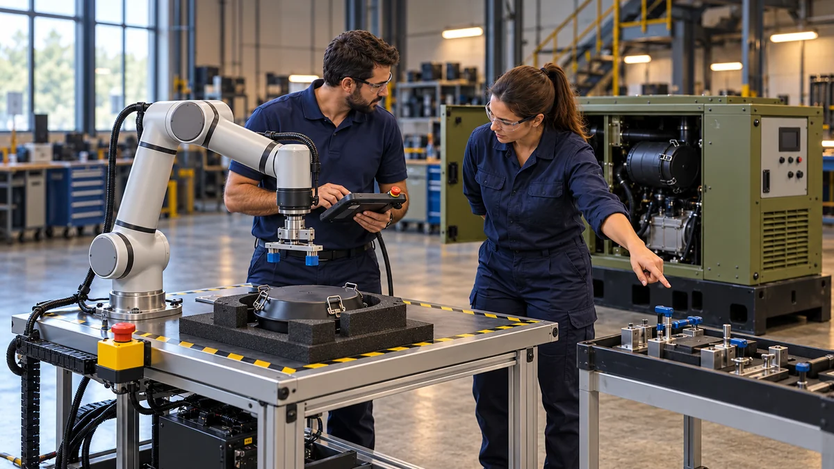 Engineers develop a supervised inert-cover handling exercise at a separate robot bench